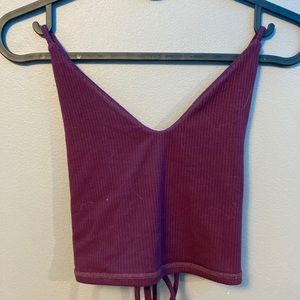 Garage Ribbed Tank with Criss Cross Tie Back